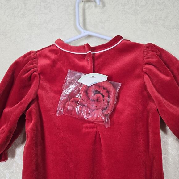 VTG Simply Basic Velvet 1 pc Romper 3-6 Mo Red w/Headband Babys First Christmas - Picture 9 of 14